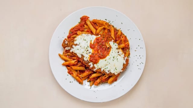 Chicken Parm with Pasta.