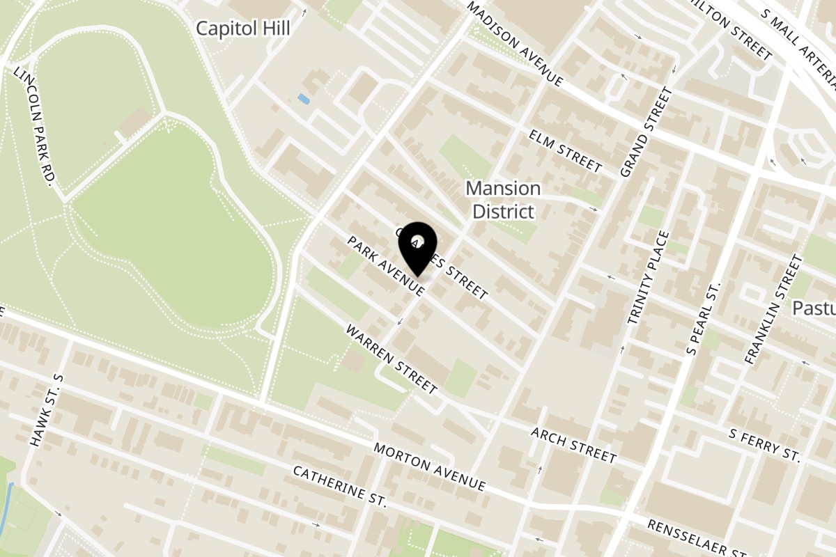Map showing the location of Betty Boop's Diner on 115 Philip St in Albany